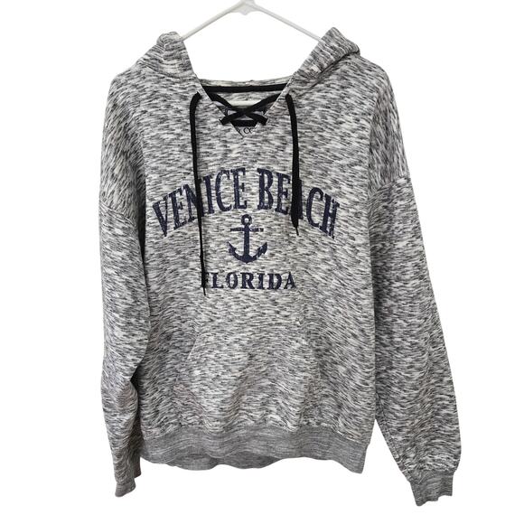 Pacific & Co. XL Mens Gray Black Venice Beach Florida Pullover SweatShirt Hoodie - Picture 1 of 9